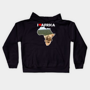 I Love Africa Elephant Herd Kids Hoodie